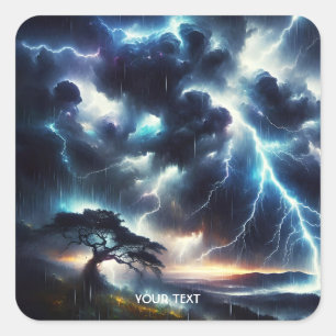 Sticker Carré Éclairage de pluie d'arbre mou Imaginaire