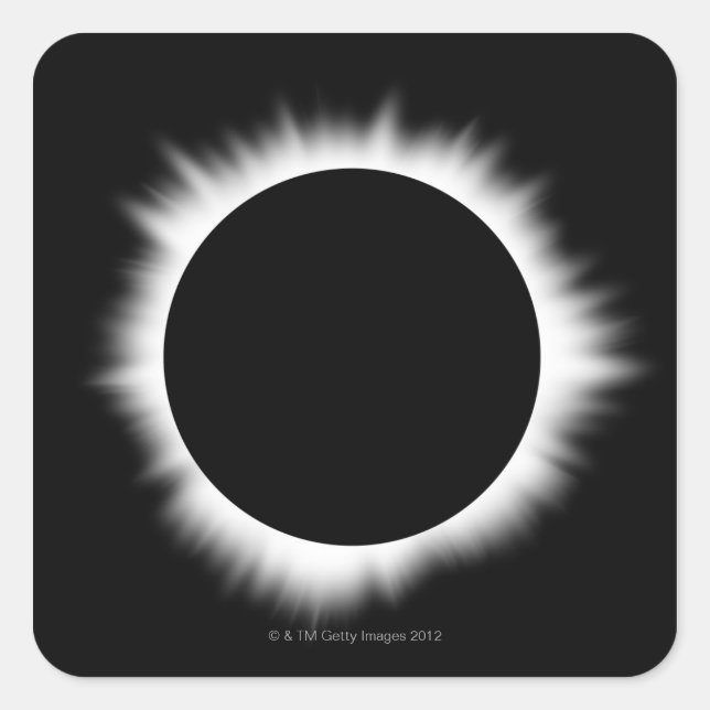 Sticker Carré Éclipse solaire avec Corona (Devant)