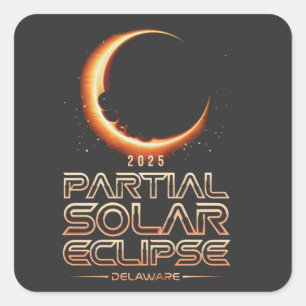Sticker Carré Éclipse solaire partielle New Jersey 2025