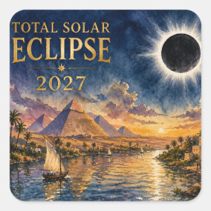 Sticker Carré Éclipse solaire totale de 2027 en Égypte