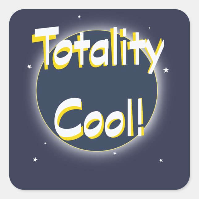Sticker Carré Eclipse Totality Cool ! (Devant)