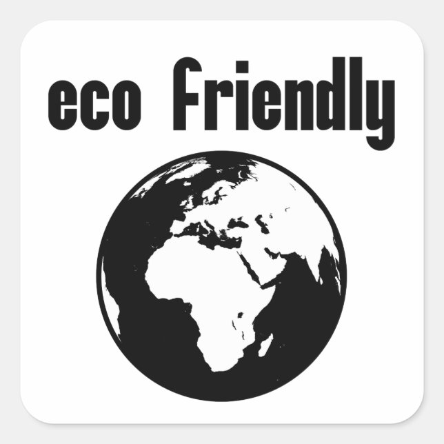 Sticker Carré Eco Friendly : Devenez écolo, changement climatiqu (Devant)