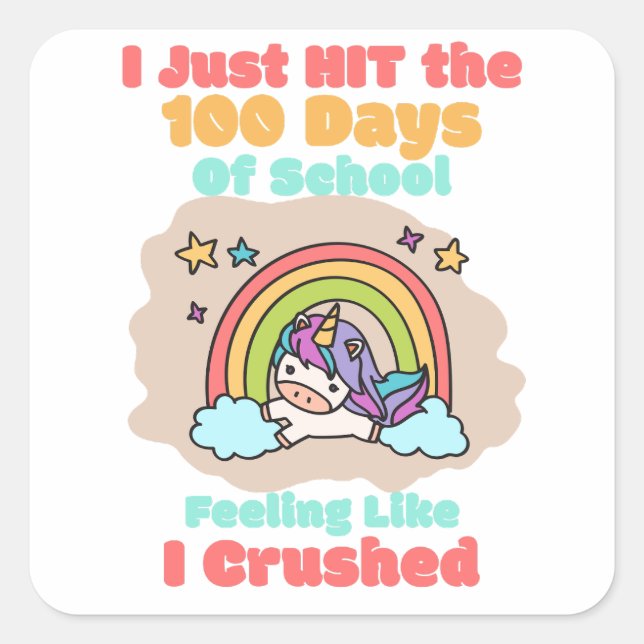 Sticker Carré École de 100 jours, je viens de frapper et écrasé  (Devant)
