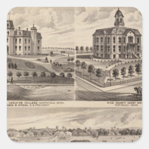 Sticker Carré École Shattuck, Faribault Willis Hall, Minnesota