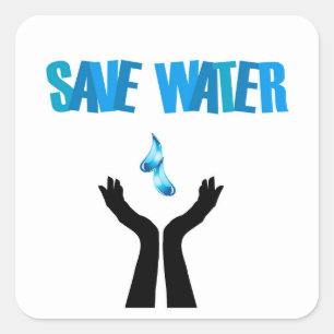 Sticker Carré Économisez de l'eau avec les mains