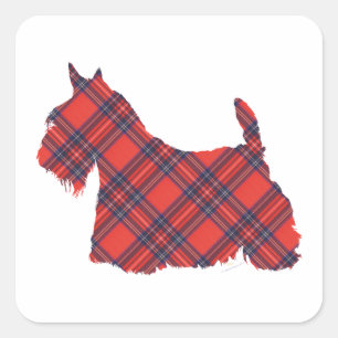 Sticker Carré écossais Terrier Stewart Tartan