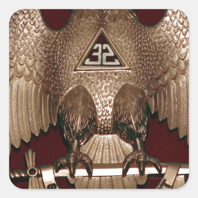 Sticker Carré Ecosse Rite 32 degrés Mason Double Aigle Rouge (Devant)