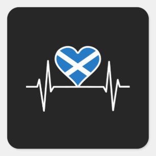 Sticker Carré Écosse - Scotland Drapeau Heartbeat