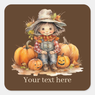 Sticker Carré Écran de saison d'automne mignon ajouter le citrou