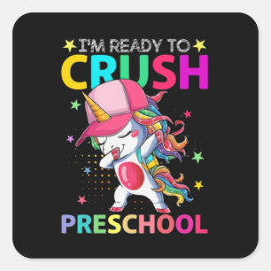 Sticker Carré Écrasez La Bande Dessinante De L'École Préscolaire