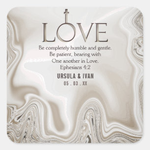 Sticker Carré Écriture d'amour Verse Ephésiens 4:2 Mariage