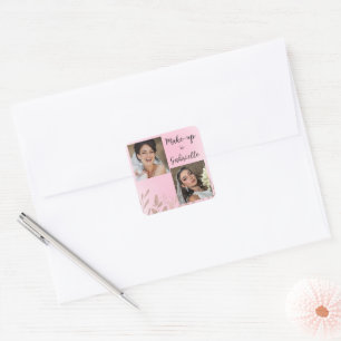 Sticker Carré Écriture de photo boho rose pâle botanique moderne