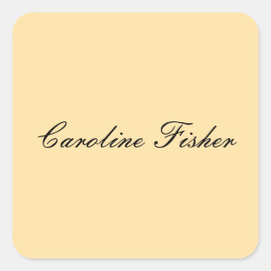 Sticker Carré Écriture Manuelle Classique Simple Beige