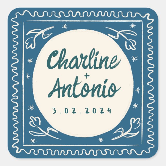 Sticker Carré Écriture manuscrite rouge moderne Carré Mariage ré (Devant)