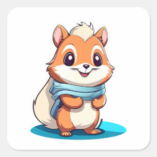 Sticker Carré Écureuil animal adorable