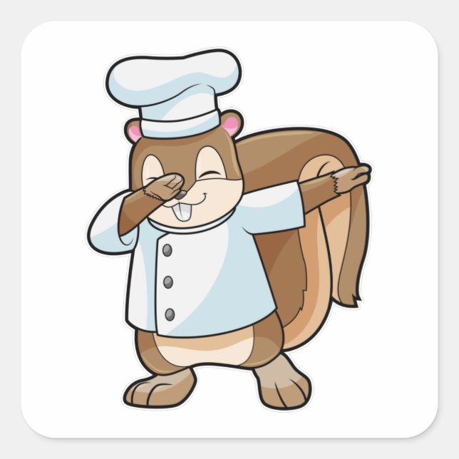 Sticker Carré Écureuil comme cuire avec tablier de Cuisine (Devant)