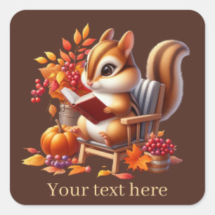 Sticker Carré Écureuil saisonnier de l'automne mignon ajouter du