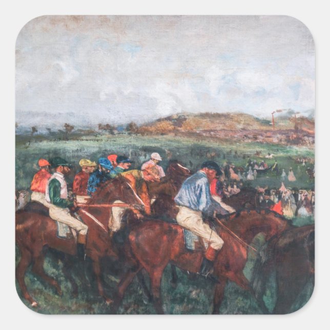 Sticker Carré Edgar Degas - Course des hommes (Devant)