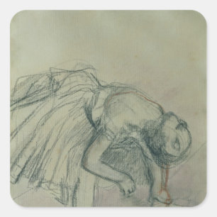 Sticker Carré Edgar Degas Dancer Fixing her Slipper, c.1865