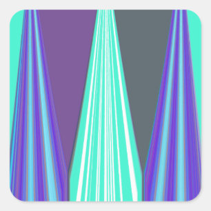 Sticker Carré Edgy Blue Purple Cyan Chevron Art Imprimer