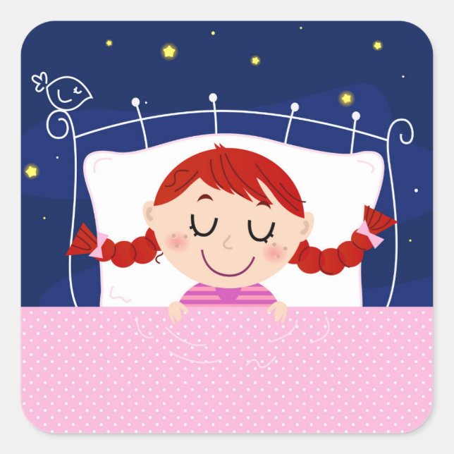Sticker Carré Édition de designers avec jolie fille couchée (Devant)