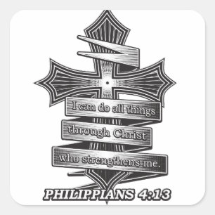Sticker Carré Edition limitée Philippiens 4:13 Christian Bible