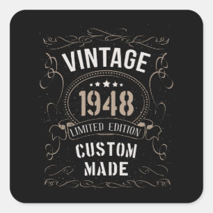 Sticker Carré Édition limitée vintage 1948 sur mesure