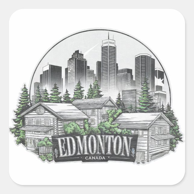 Sticker Carré Edmonton City Canada (Devant)