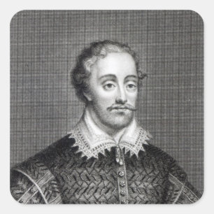 Sticker Carré Edmund Spenser, gravée par Burnet Reading