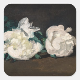 Sticker Carré Edouard Manet - Branche des pivoines blanches, sec