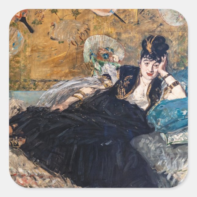 Sticker Carré Edouard Manet - Lady avec fans (Devant)