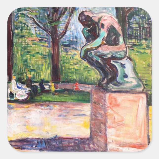 Sticker Carré Edvard Munch - Le penseur de Rodin (Devant)