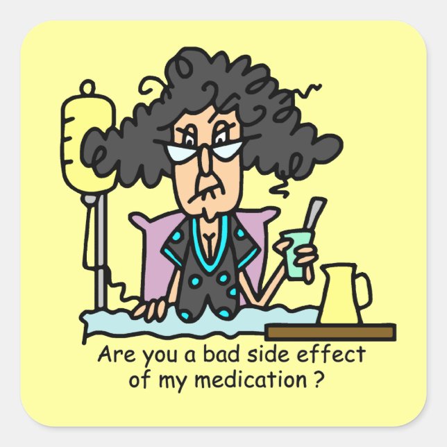 Sticker Carré Effet latéral des médicaments cheveux foncés (Devant)