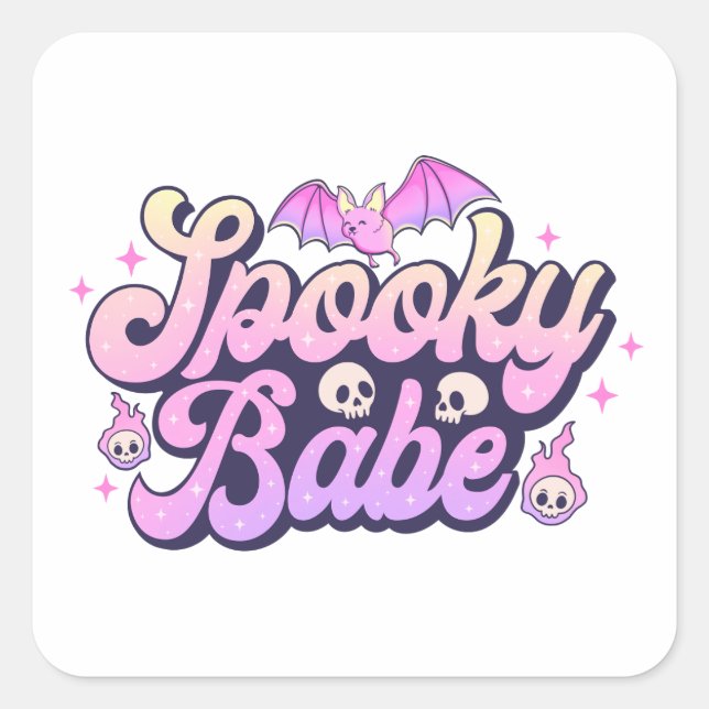 Sticker Carré Éffrayant Babe mignonne Halloween (Devant)