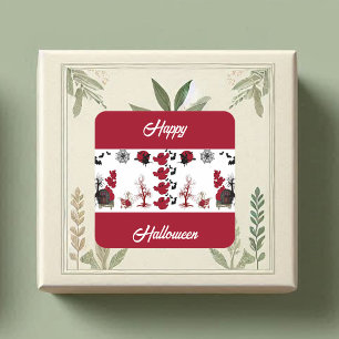 Sticker Carré Éffrayant Effrayant Fun Ghosts chauves-souris arbr