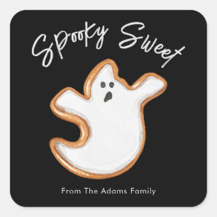Sticker Carré Éffrayant Ghost Sucre Cookie personnalisable