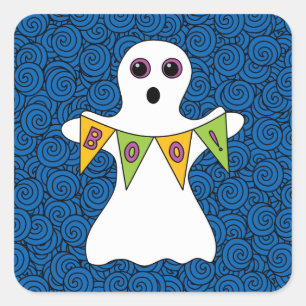 Sticker Carré Éffrayant Halloween Ghost Boo