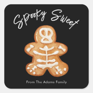Sticker Carré Éffrayant sucré squelette sucre biscuit