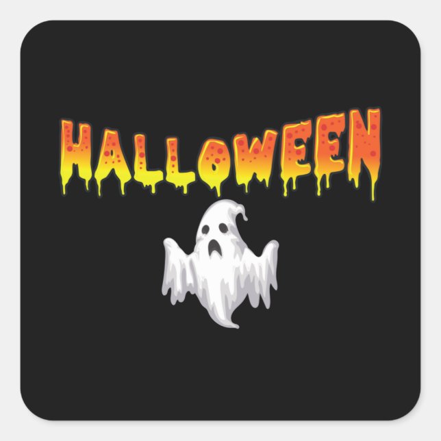 Sticker Carré Éffrayant toute l'année déplaisant Halloween (Devant)