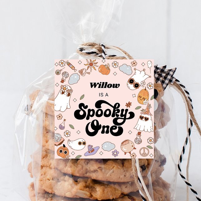 Sticker Carré Éffrayant Un Halloween Super 1er anniversaire (Créateur téléchargé)