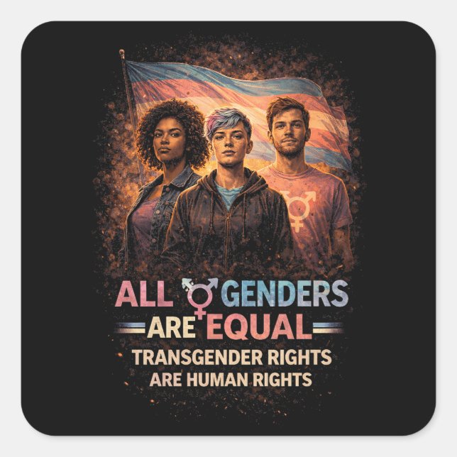 Sticker Carré Égal sous tous les drapeaux (Devant)