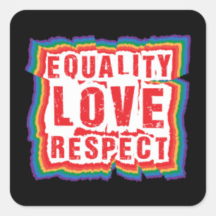 Sticker Carré Égalité Amour et respect Mois de la fierté