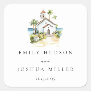 Sticker Carré Église catholique mariage tropical