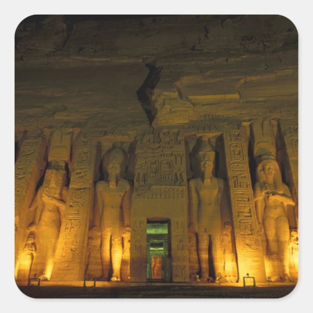 Sticker Carré Egypte, Abu Simbel, Façade éclairée de Petite (Devant)