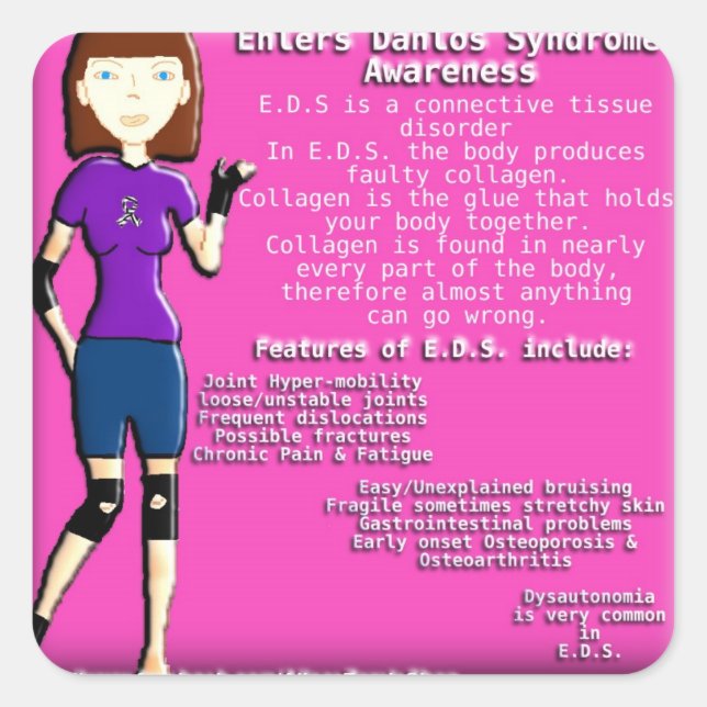 Sticker Carré Ehlers Danlos Syndrome - page de sensibilisation a (Devant)