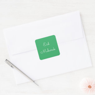 Sticker Carré Eid Mubarak en vert de mer