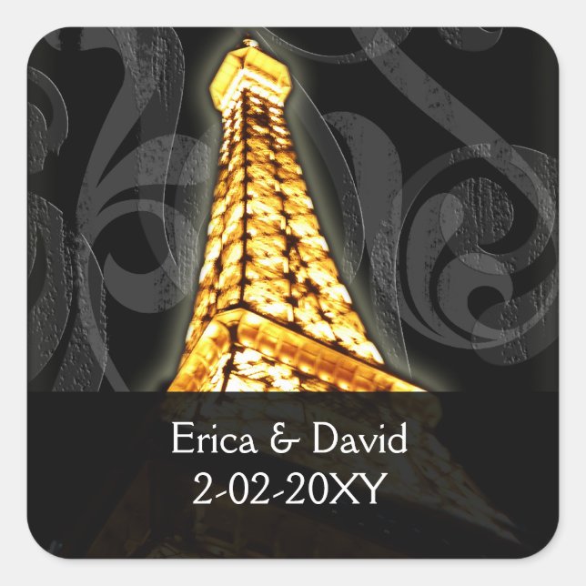 Sticker Carré Eiffel Tour Eiffel mariage (Devant)