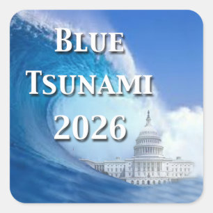 Sticker Carré Élection Tsunami Bleu 2026