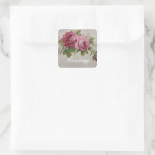 Sticker Carré Élégance rose