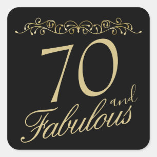Sticker Carré Elégant 70 et fabuleux ornement 70e anniversaire